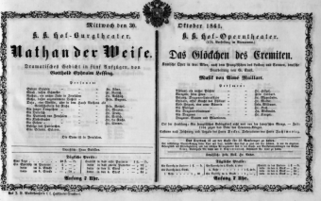 Theaterzettel (Oper und Burgtheater in Wien) 18611030 Seite: 1