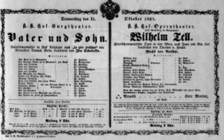 Theaterzettel (Oper und Burgtheater in Wien) 18611031 Seite: 1