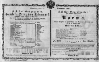 Theaterzettel (Oper und Burgtheater in Wien) 18611101 Seite: 1