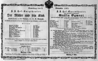 Theaterzettel (Oper und Burgtheater in Wien) 18611102 Seite: 1