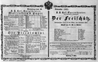 Theaterzettel (Oper und Burgtheater in Wien) 18611110 Seite: 1