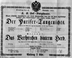 Theaterzettel (Oper und Burgtheater in Wien) 18611112 Seite: 1