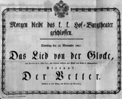 Theaterzettel (Oper und Burgtheater in Wien) 18611116 Seite: 1