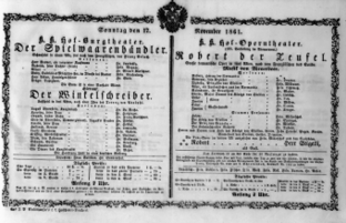 Theaterzettel (Oper und Burgtheater in Wien) 18611117 Seite: 1