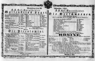 Theaterzettel (Oper und Burgtheater in Wien) 18611123 Seite: 1