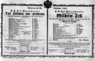 Theaterzettel (Oper und Burgtheater in Wien) 18611125 Seite: 1