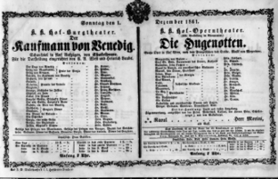 Theaterzettel (Oper und Burgtheater in Wien) 18611201 Seite: 1