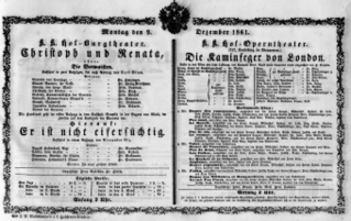 Theaterzettel (Oper und Burgtheater in Wien) 18611209 Seite: 1