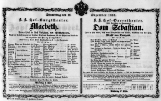 Theaterzettel (Oper und Burgtheater in Wien) 18611212 Seite: 1
