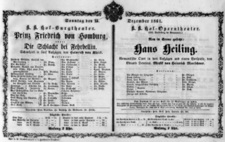 Theaterzettel (Oper und Burgtheater in Wien) 18611215 Seite: 1