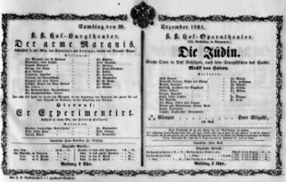 Theaterzettel (Oper und Burgtheater in Wien) 18611228 Seite: 1
