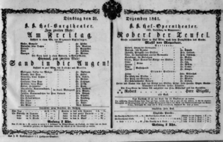 Theaterzettel (Oper und Burgtheater in Wien) 18611231 Seite: 1