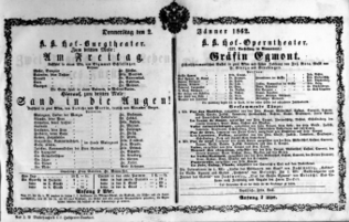Theaterzettel (Oper und Burgtheater in Wien) 18620102 Seite: 1