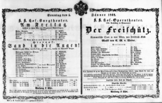 Theaterzettel (Oper und Burgtheater in Wien) 18620105 Seite: 1