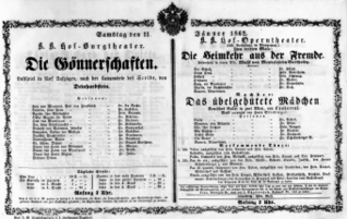 Theaterzettel (Oper und Burgtheater in Wien) 18620111 Seite: 1