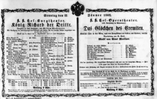 Theaterzettel (Oper und Burgtheater in Wien) 18620112 Seite: 1