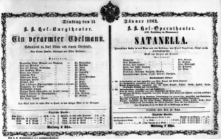 Theaterzettel (Oper und Burgtheater in Wien) 18620114 Seite: 1