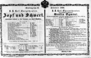 Theaterzettel (Oper und Burgtheater in Wien) 18620117 Seite: 1