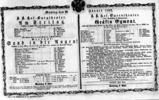 Theaterzettel (Oper und Burgtheater in Wien) 18620120 Seite: 1