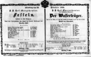Theaterzettel (Oper und Burgtheater in Wien) 18620121 Seite: 1