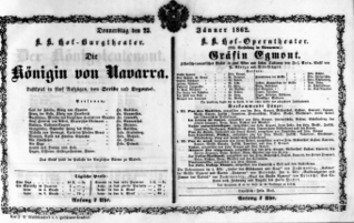 Theaterzettel (Oper und Burgtheater in Wien) 18620123 Seite: 1