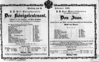 Theaterzettel (Oper und Burgtheater in Wien) 18620124 Seite: 1