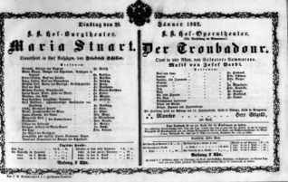 Theaterzettel (Oper und Burgtheater in Wien) 18620128 Seite: 1