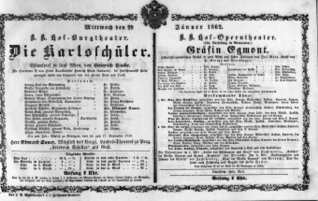 Theaterzettel (Oper und Burgtheater in Wien) 18620129 Seite: 1