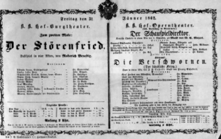 Theaterzettel (Oper und Burgtheater in Wien) 18620131 Seite: 1