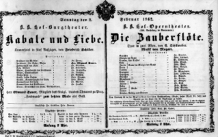 Theaterzettel (Oper und Burgtheater in Wien) 18620202 Seite: 1