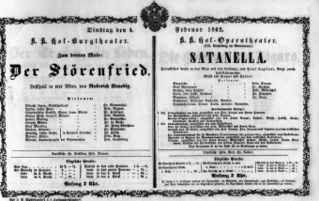 Theaterzettel (Oper und Burgtheater in Wien) 18620204 Seite: 1