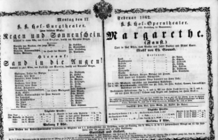 Theaterzettel (Oper und Burgtheater in Wien) 18620217 Seite: 1