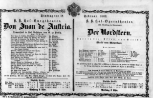 Theaterzettel (Oper und Burgtheater in Wien) 18620218 Seite: 1
