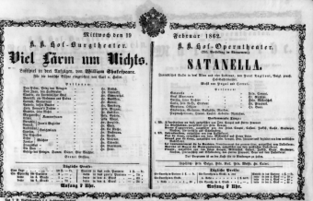 Theaterzettel (Oper und Burgtheater in Wien) 18620219 Seite: 1