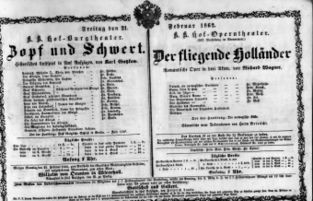Theaterzettel (Oper und Burgtheater in Wien) 18620221 Seite: 1