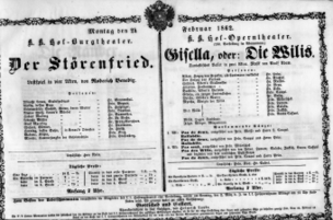 Theaterzettel (Oper und Burgtheater in Wien) 18620224 Seite: 1
