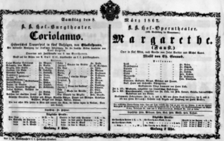 Theaterzettel (Oper und Burgtheater in Wien) 18620308 Seite: 1