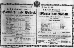Theaterzettel (Oper und Burgtheater in Wien) 18620313 Seite: 1