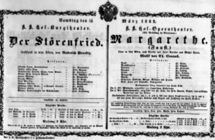 Theaterzettel (Oper und Burgtheater in Wien) 18620315 Seite: 1