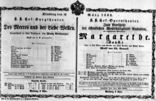 Theaterzettel (Oper und Burgtheater in Wien) 18620318 Seite: 1