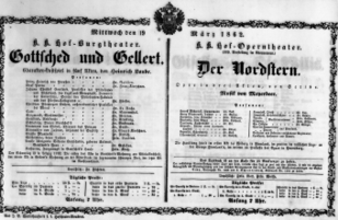 Theaterzettel (Oper und Burgtheater in Wien) 18620319 Seite: 1
