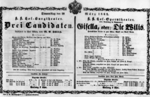 Theaterzettel (Oper und Burgtheater in Wien) 18620320 Seite: 1
