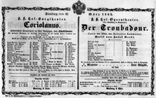 Theaterzettel (Oper und Burgtheater in Wien) 18620321 Seite: 1
