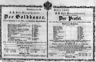 Theaterzettel (Oper und Burgtheater in Wien) 18620323 Seite: 1