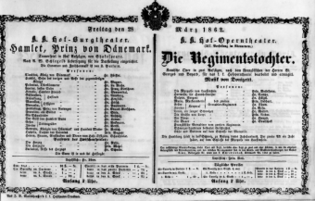 Theaterzettel (Oper und Burgtheater in Wien) 18620328 Seite: 1