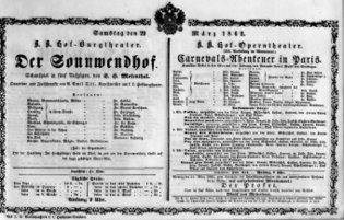 Theaterzettel (Oper und Burgtheater in Wien) 18620329 Seite: 1