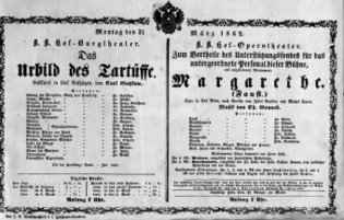 Theaterzettel (Oper und Burgtheater in Wien) 18620331 Seite: 1
