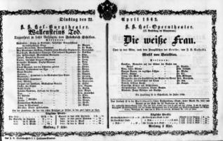 Theaterzettel (Oper und Burgtheater in Wien) 18620422 Seite: 1