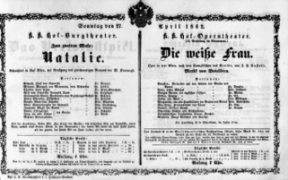 Theaterzettel (Oper und Burgtheater in Wien) 18620427 Seite: 1