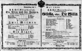 Theaterzettel (Oper und Burgtheater in Wien) 18620501 Seite: 1